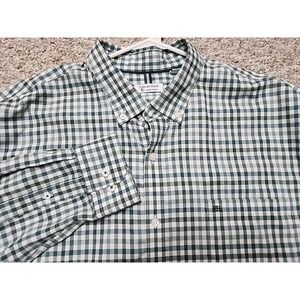Pedro del Hierro‎ XL Men's Button Green White Plaid Non Iron US 48 100% Cotton